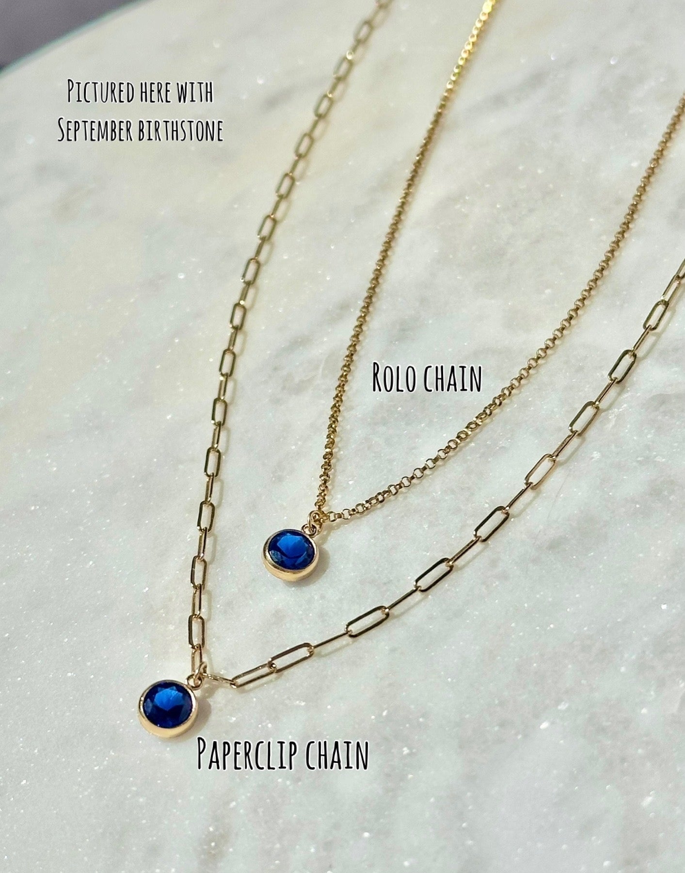 Personalized Birthstone Chain Necklace, Multiple Metals