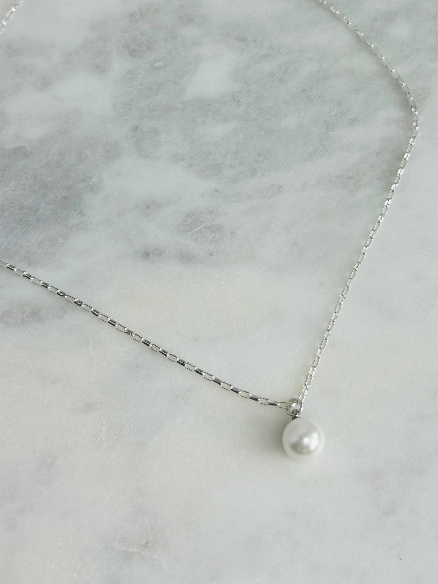 Pearl Pendant Chain Necklace, Multiple Metals
