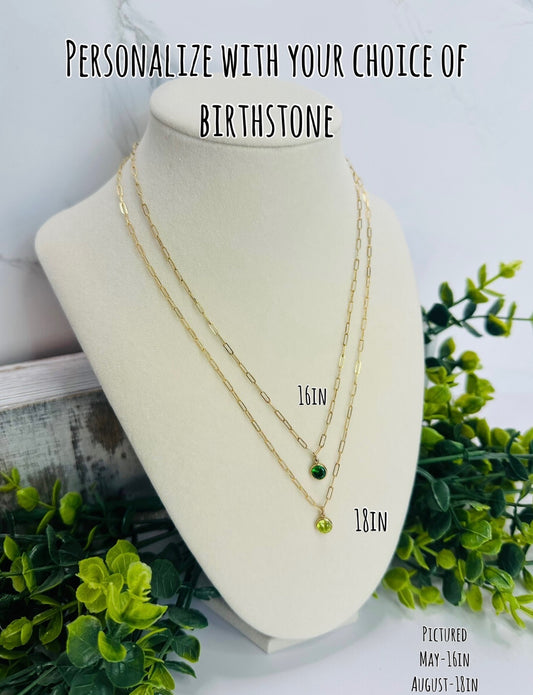 Personalized Birthstone Chain Necklace, Multiple Metals