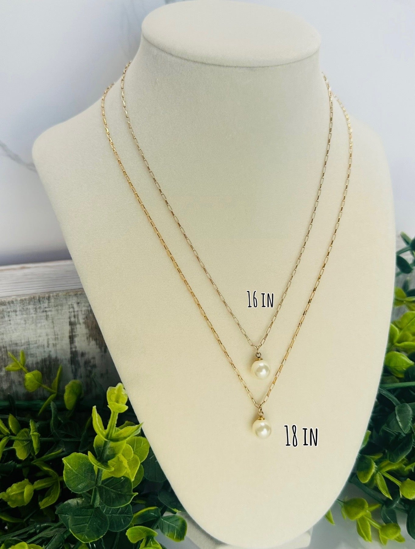 Pearl Pendant Chain Necklace, Multiple Metals
