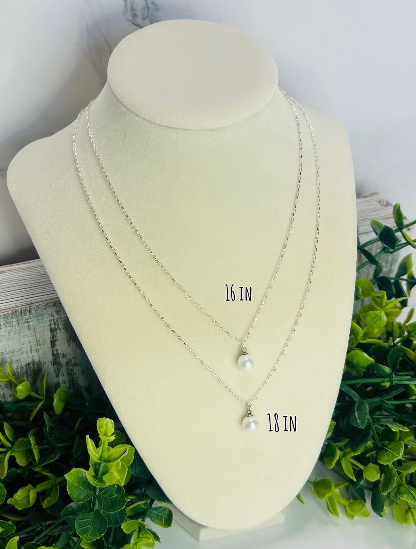 Pearl Pendant Chain Necklace, Multiple Metals
