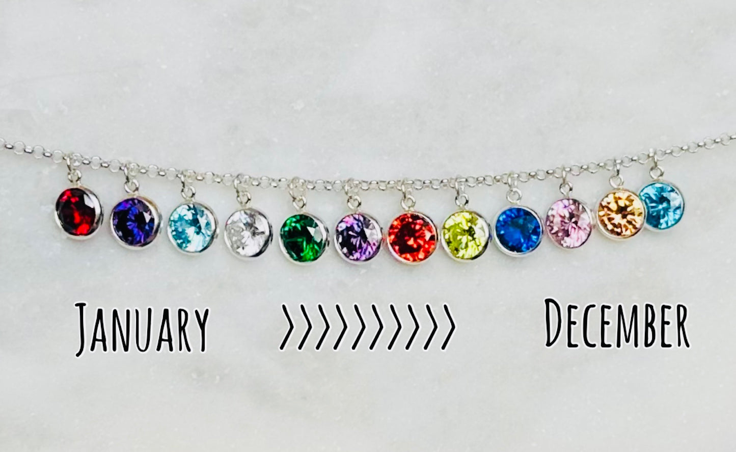 Personalized Birthstone Chain Necklace, Multiple Metals